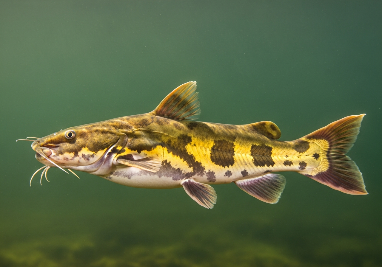 Flathead Catfish (Pylodictis olivaris) fish species