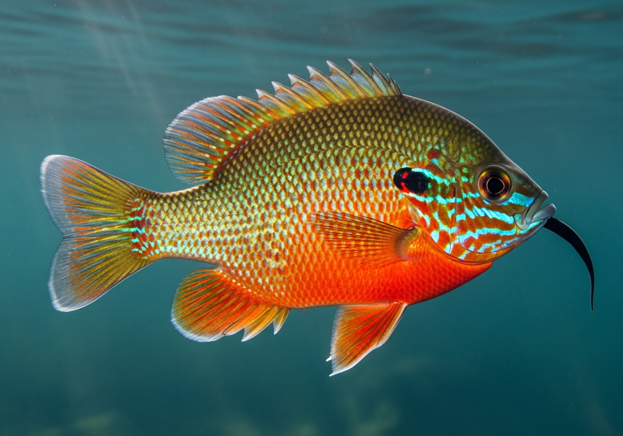Redbreast Sunfish (Lepomis auritus) fish species