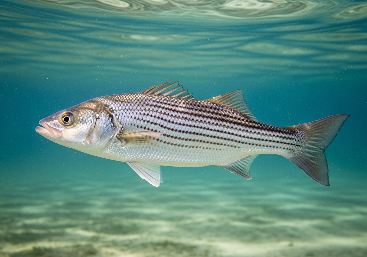 Striped Bass (Morone saxatilis) fish species